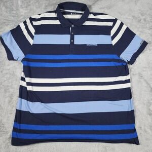 Nike Polo Shirt Mens 2XL Blue Navy White Striped Dri-FIT Golf GoldStrike Casino